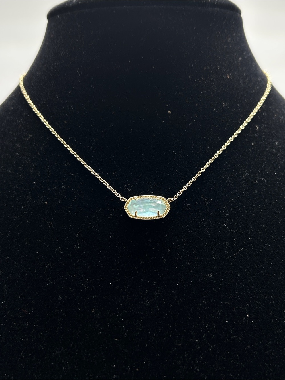 Kendra Scott, Gold Necklace With Light Blue Illusion Stone